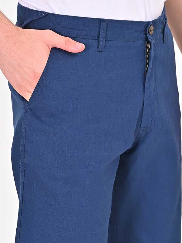 Indian Terrain Men's Regular Fit Solid Blue Shorts